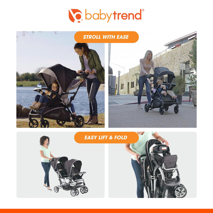 Baby Trend Sit N Stand Infant/Toddler Tandem Double Stroller, Stormy (Used) - VMInnovations