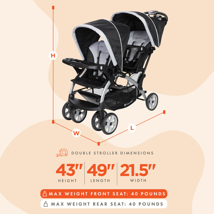 Baby Trend Sit N Stand Infant/Toddler Tandem Double Stroller, Stormy (Used) - VMInnovations
