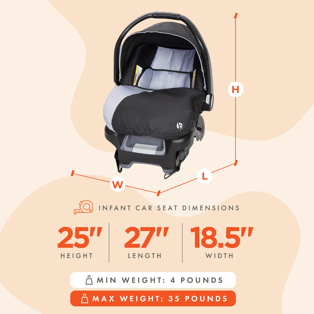 Baby Trend Ally Newborn Baby Infant Car Seat Travel System with Cover, Stormy