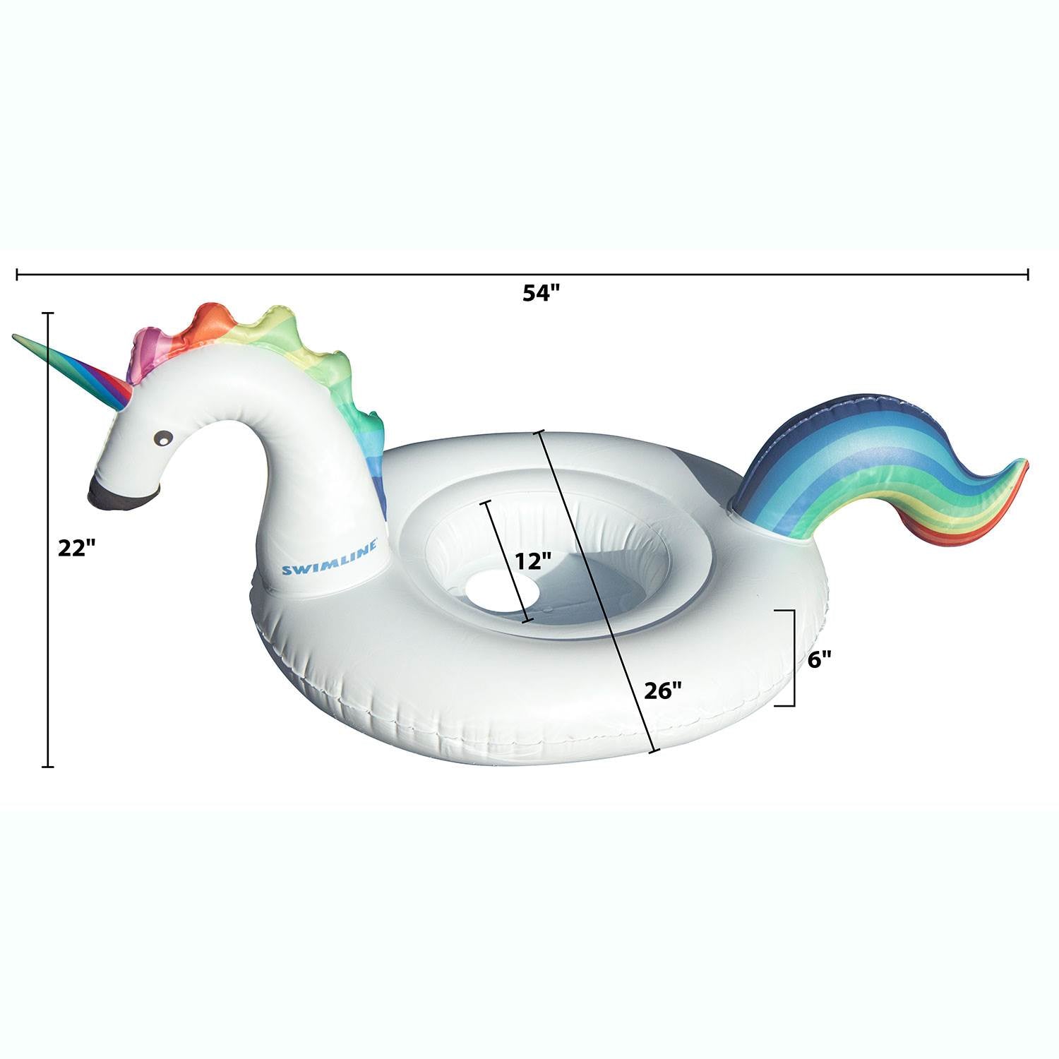 Swimline Inflatable Unicorn Swimming Pool or Lake Floating Water Lounger, White - VMInnovations