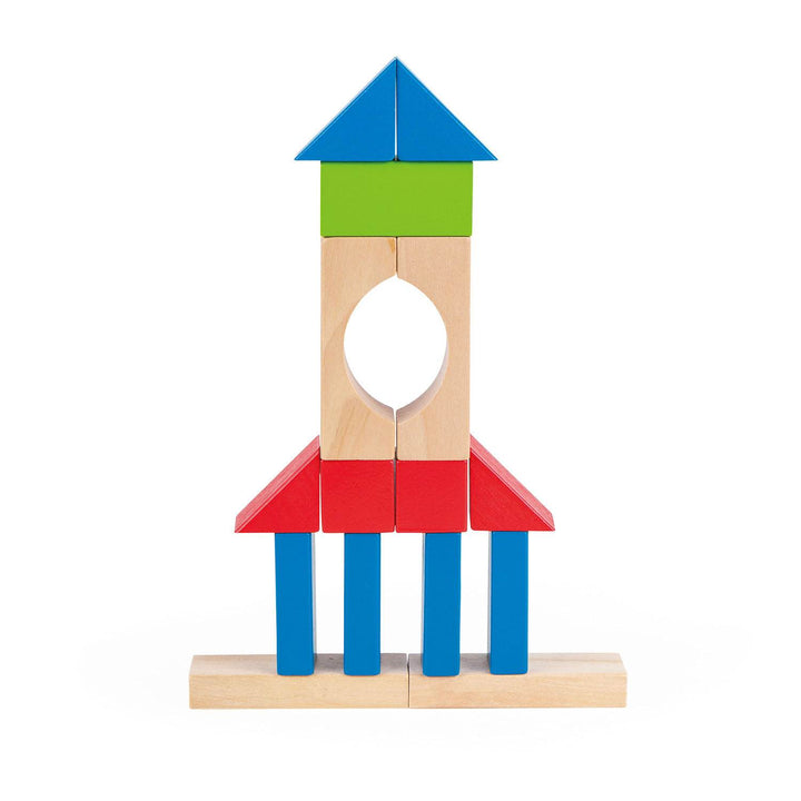 Hape Kid's Toddler 100 Piece Build Up and Away Wooden Blocks Toy Set (Open Box)