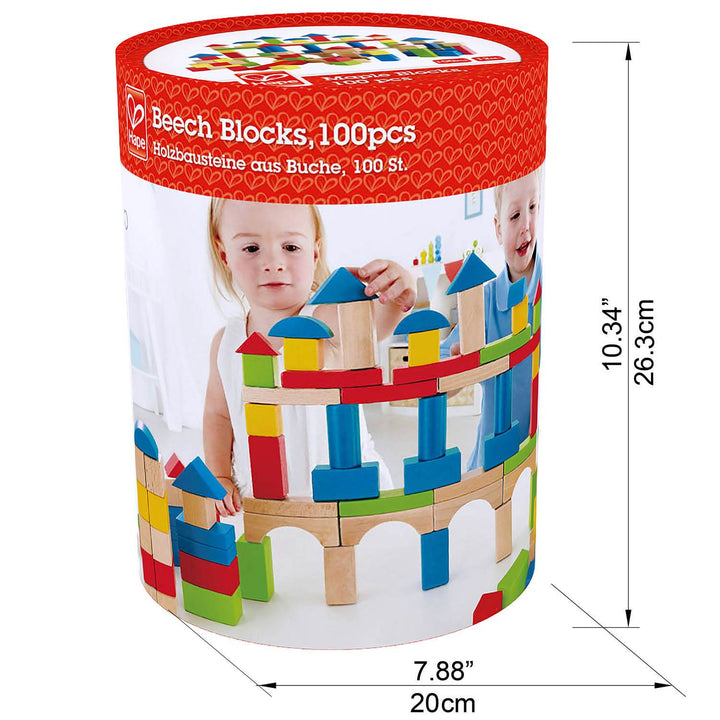 Hape Kid's Toddler 100 Piece Build Up and Away Wooden Blocks Toy Set (Open Box)