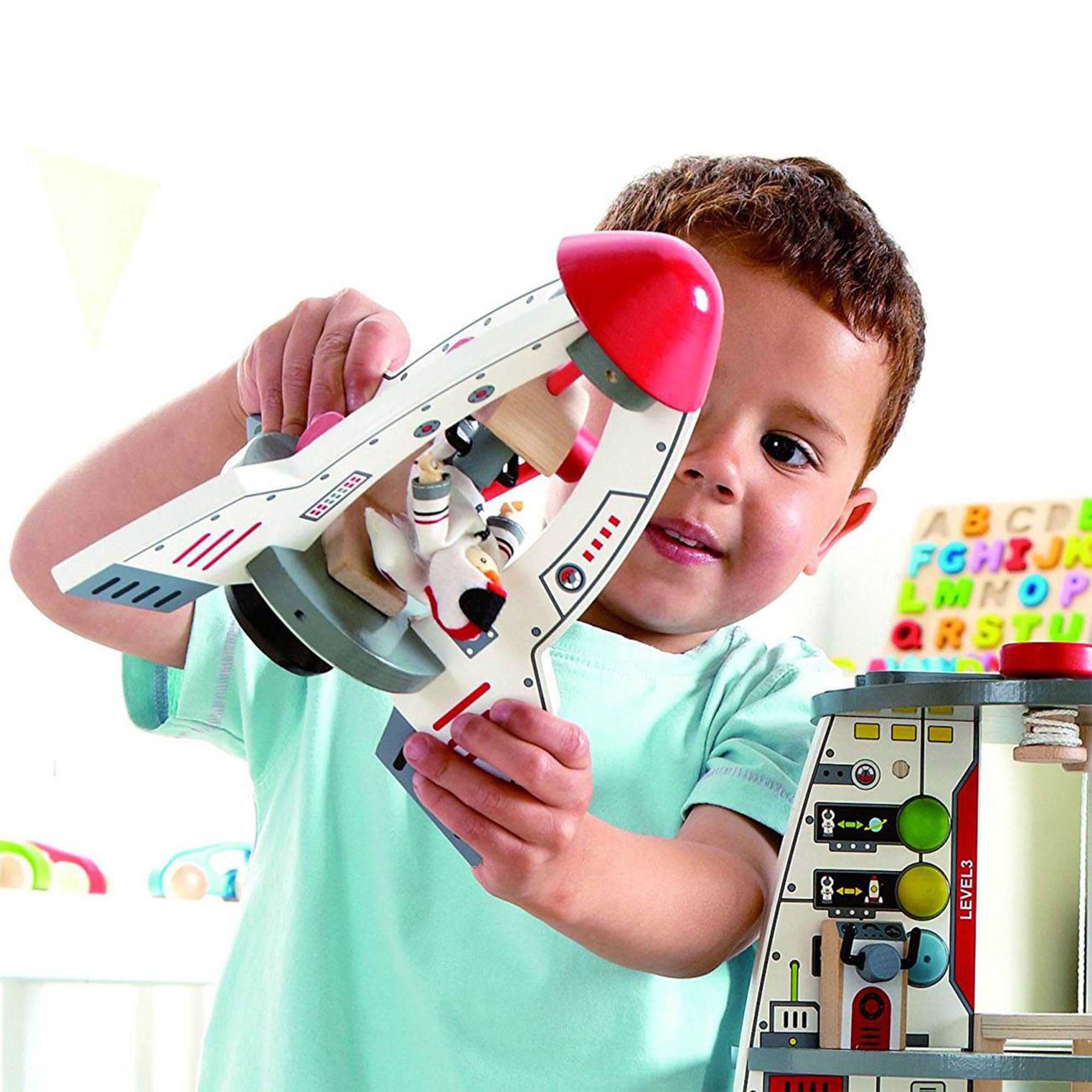Hape Multi Level 37 Piece Wooden Spaceship Center Activity Play Set (For Parts)