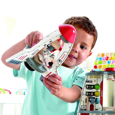 Hape Multi Level 37 Piece Wooden Spaceship Center Activity Play Set (For Parts)