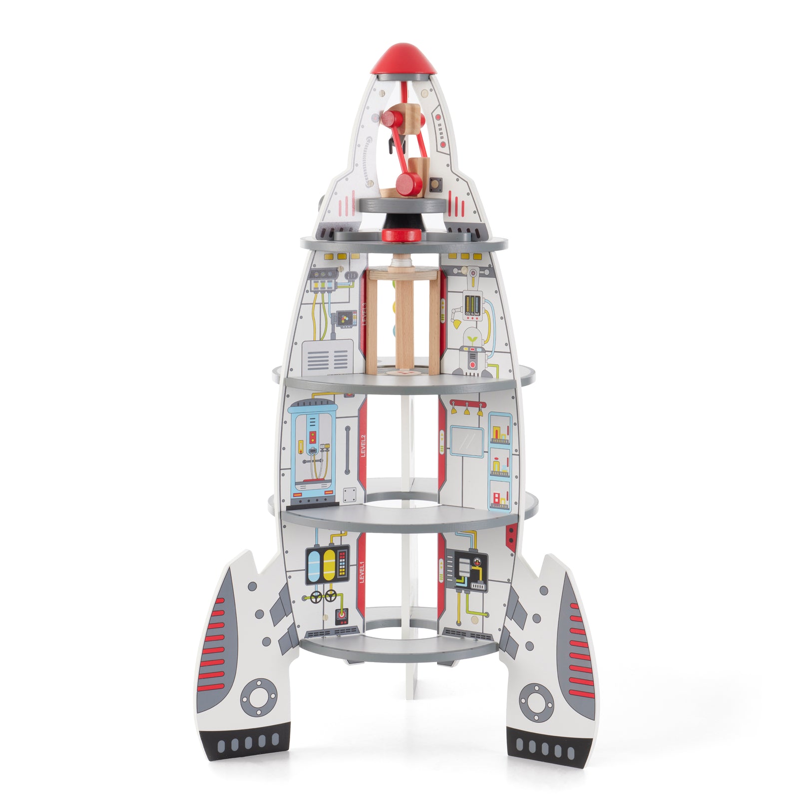 Hape Multi Level 37 Piece Wooden Spaceship Center Activity Play Set (Open Box) - VMInnovations