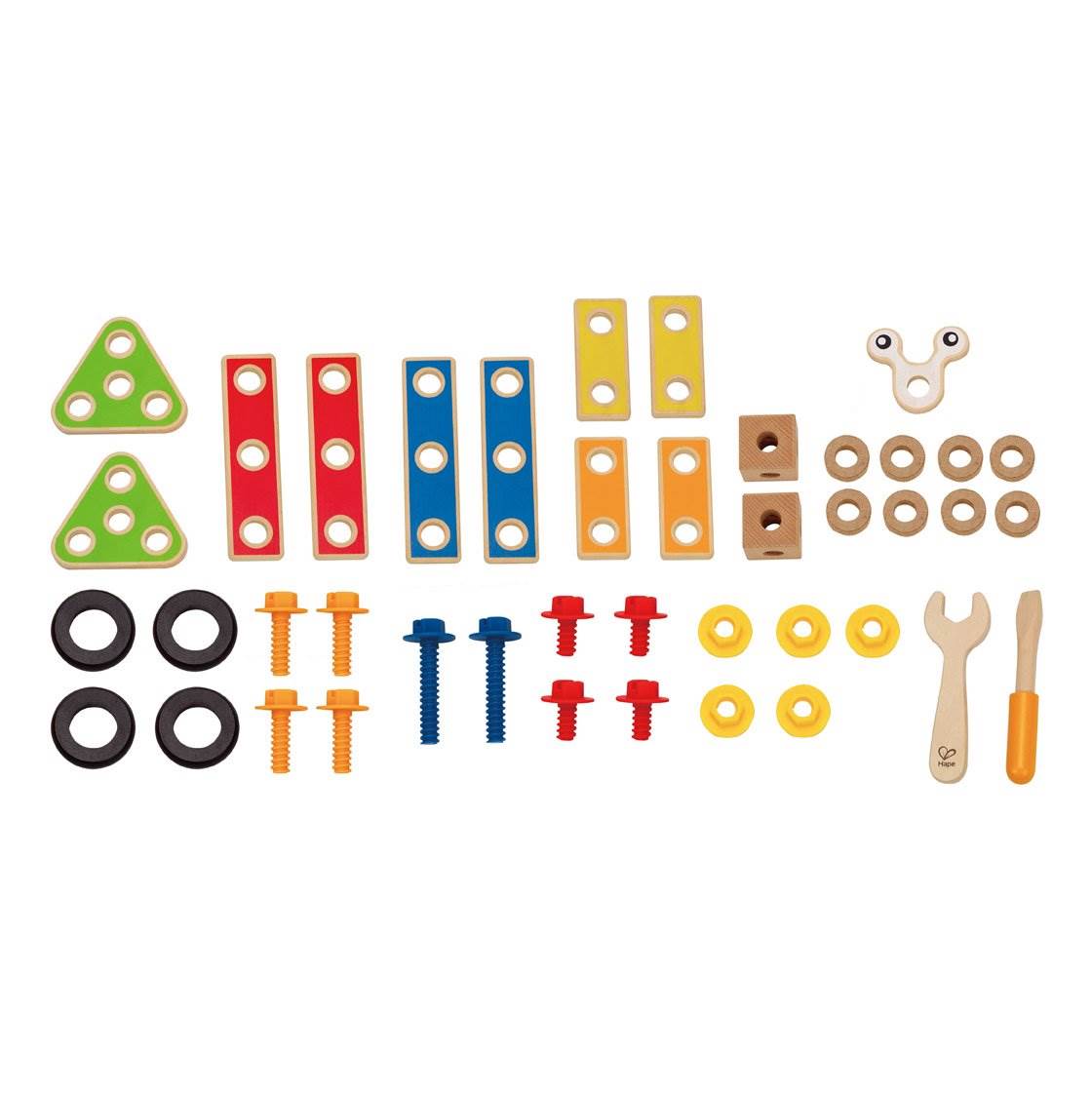 Hape Wooden 42 Piece Toddler Colorful Blocks Basic Builder Play Set for Kids 3+