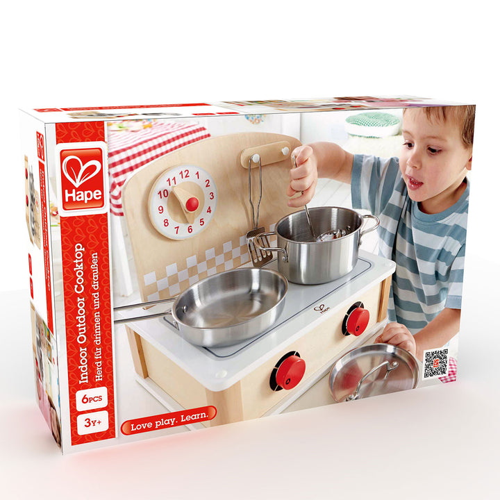 Hape 2-in-1 Play Wooden Tabletop Kitchen & Grill Set with Accessories (Open Box)