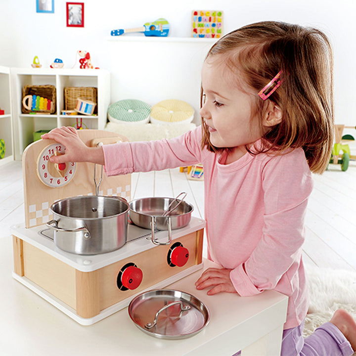 Hape 2-in-1 Play Wooden Tabletop Kitchen & Grill Set with Accessories (Open Box)