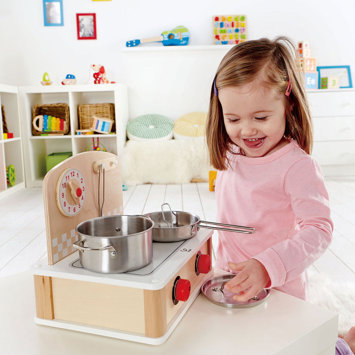 Hape 2-in-1 Play Wooden Tabletop Kitchen & Grill Set with Accessories (Open Box)