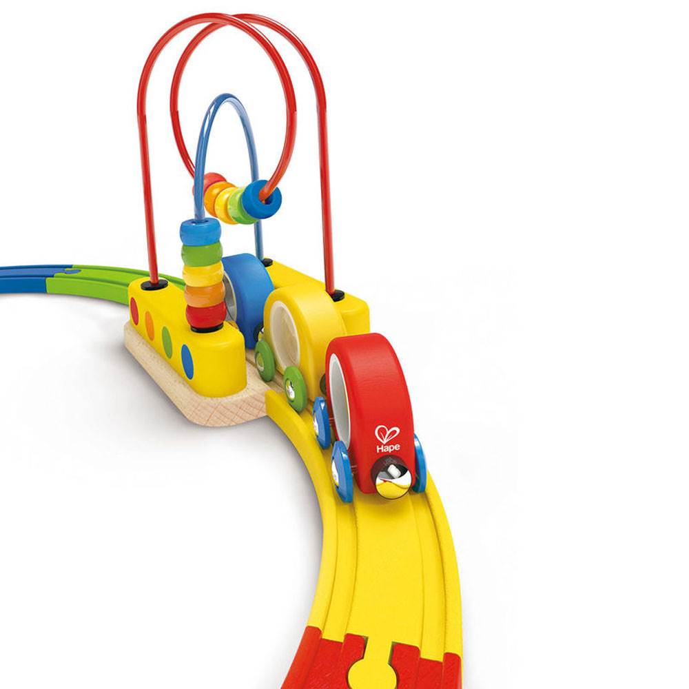 Hape Musical Rainbow Railway Kids Wooden Train Play Set with Track (Open Box)