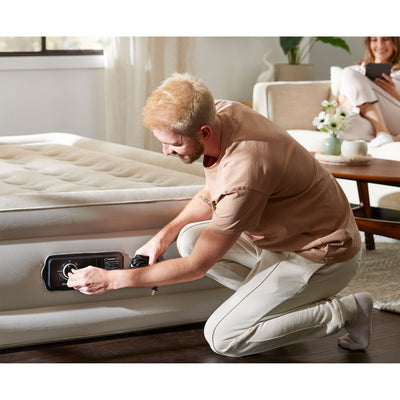 Insta-Bed Raised 18 Inch Inflatable Queen Air Mattress with NeverFlat Pump, Gray - VMInnovations