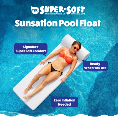 TRC Recreation Sunsation 1.75" Thick Foam Lounger Pool Float, White (Open Box)