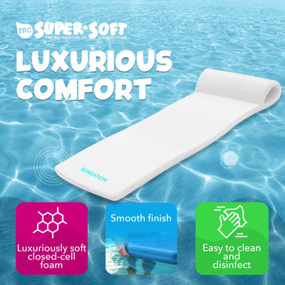 TRC Recreation Sunsation 70 Inch Thick Foam Lounger Mat Pool Float, White (Used)