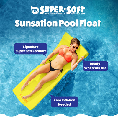 TRC Recreation 1.75" Thick Foam Lounger Swimming Pool Float, Yellow (Open Box)