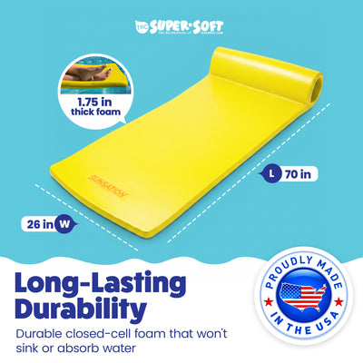 Texas Recreation Sunsation 70 Inch Foam Raft Lounger Pool Float, Yellow (2 Pack) - VMInnovations