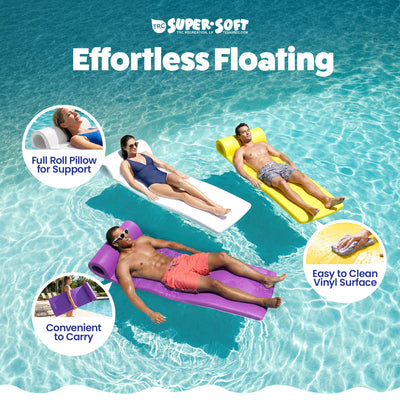 Texas Recreation Sunsation 70 Inch Foam Raft Lounger Pool Float, Yellow (2 Pack) - VMInnovations