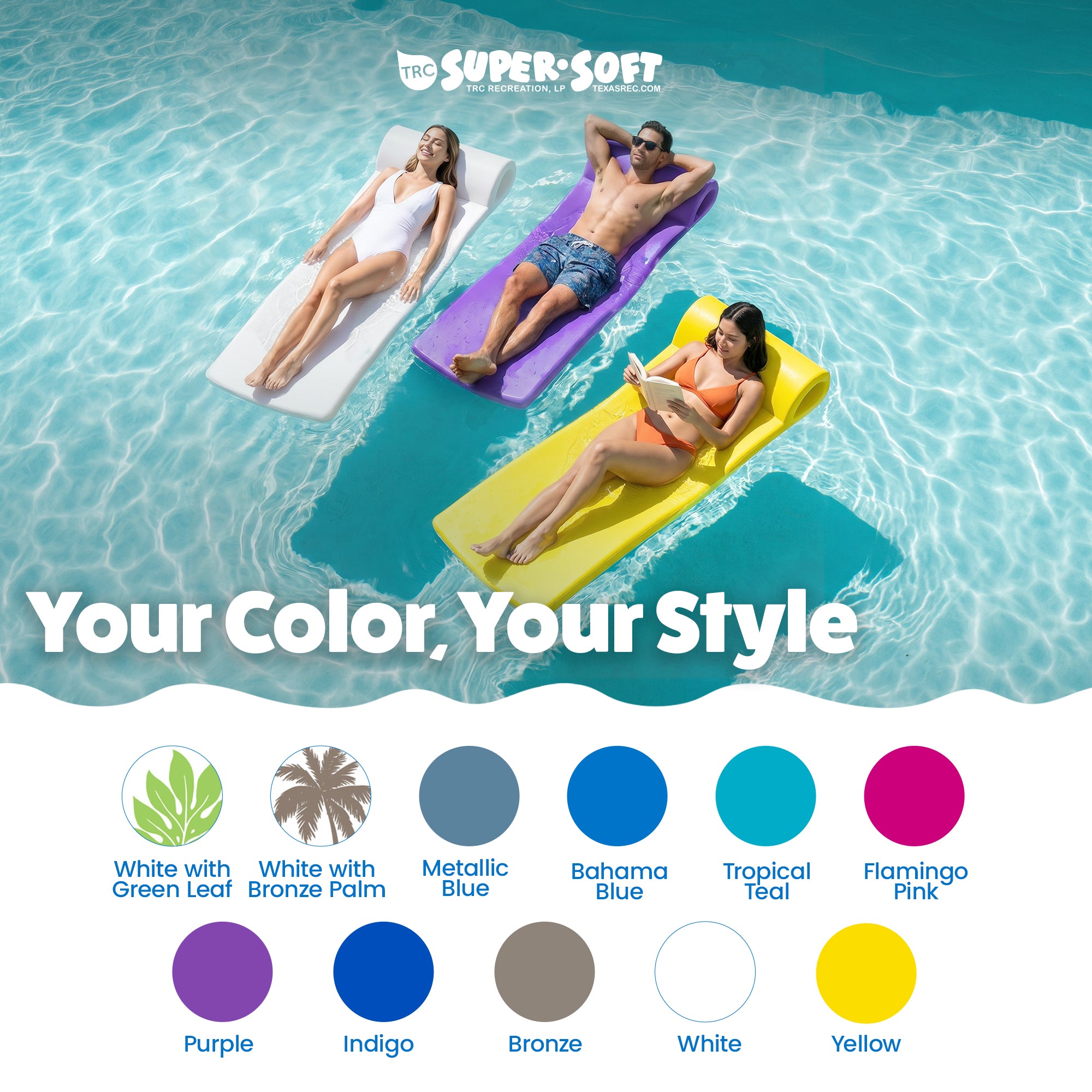 Texas Recreation Sunsation 70 Inch Foam Raft Lounger Pool Float, Yellow (2 Pack) - VMInnovations