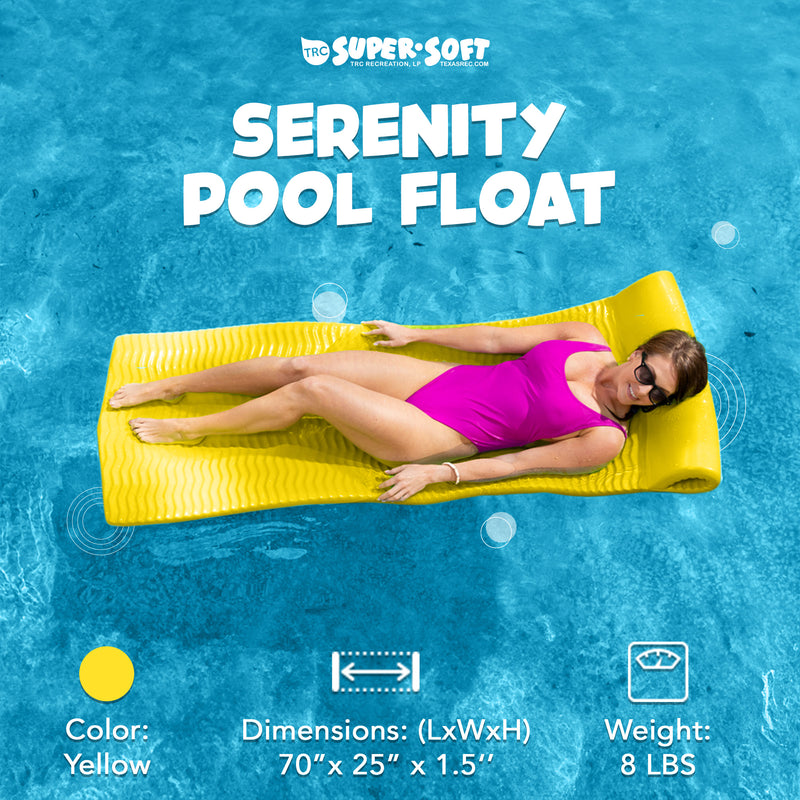 TRC Recreation Serenity 1.5" Thick Vinyl Foam Swimming Pool Float Mat, Yellow