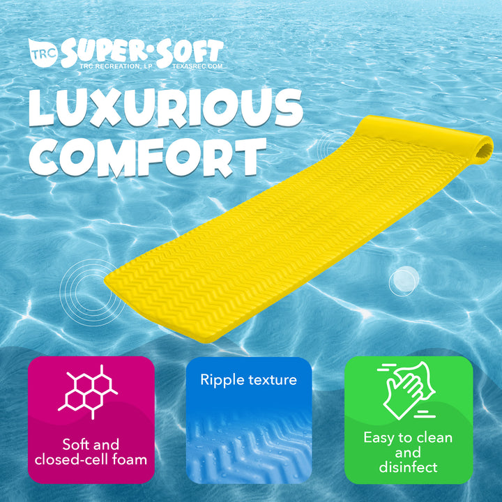 TRC Recreation Serenity 1.5" Thick Foam Pool Float Lounge Mat, Yellow Open Box) - VMInnovations