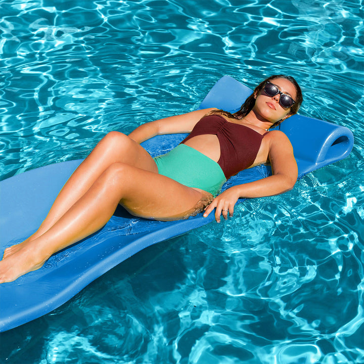 TRC Recreation Splash 1.25" Thick Foam Swimming Pool Float Mat, Bahama Blue