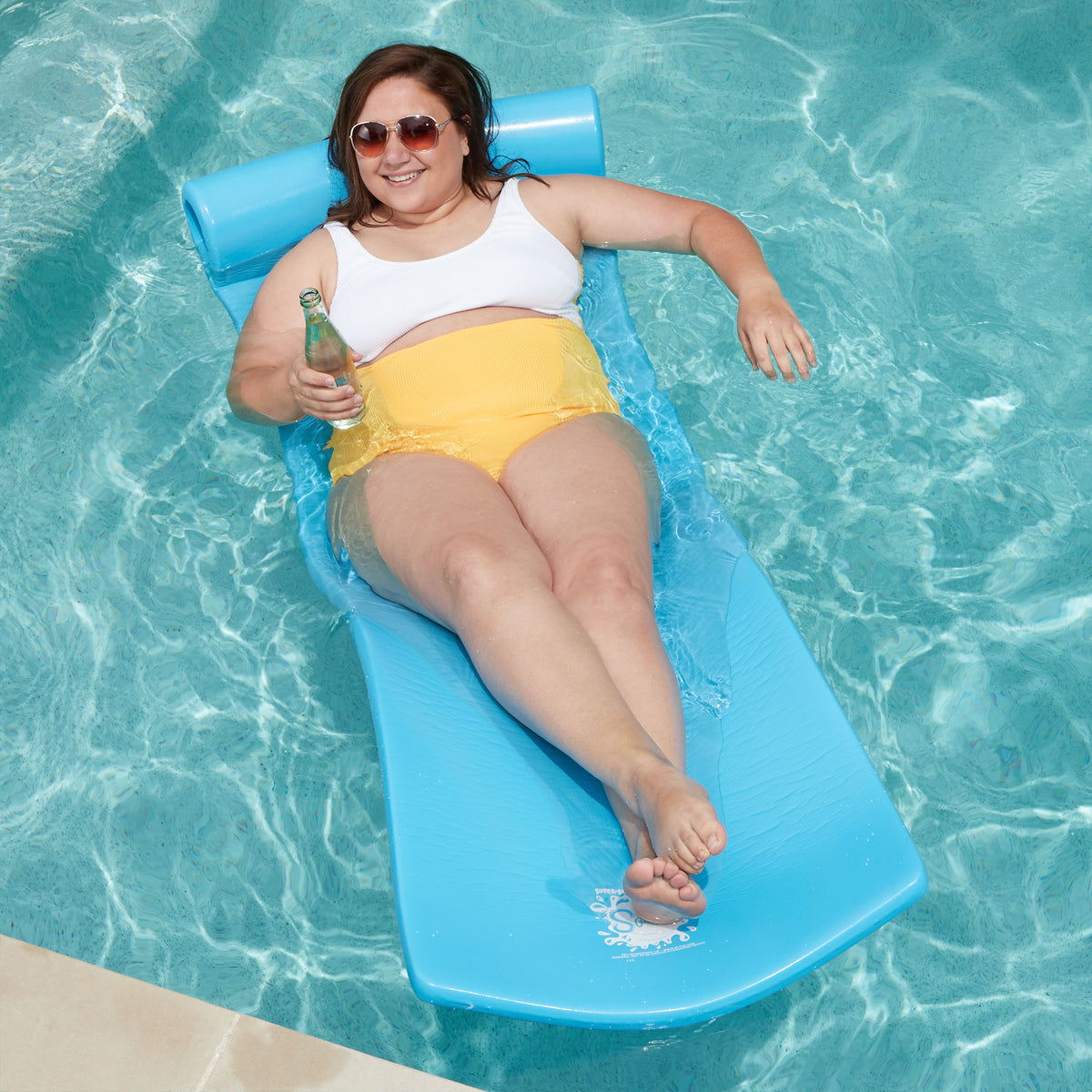 TRC Recreation Splash 70 Inch Raft Lounger Pool Lake Float, Marina Blue (3 Pack)