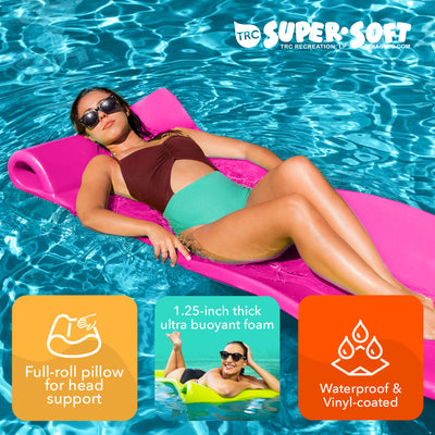 TRC Recreation Splash 1.25" Thick Foam Swimming Pool Float Mat, Pink (Used) - VMInnovations