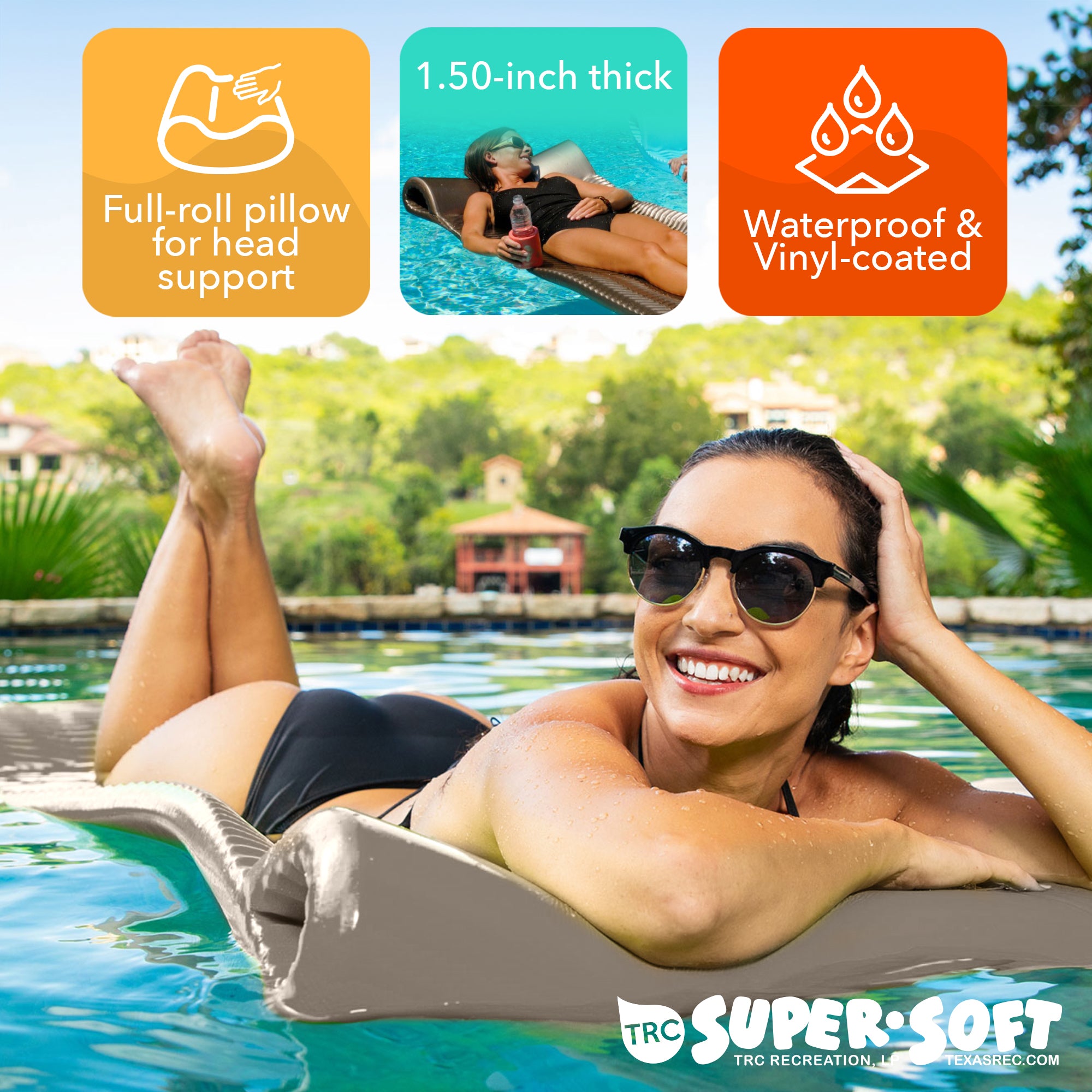 TRC Recreation Serenity 70" Foam Mat Raft Lounger Pool Float, Bronze (For Parts)