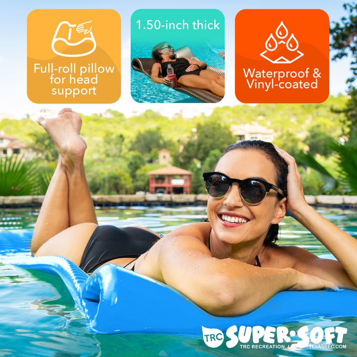 TRC Recreation Serenity 1.5" Thick Vinyl Swimming Pool Float Mat, Bahama Blue - VMInnovations
