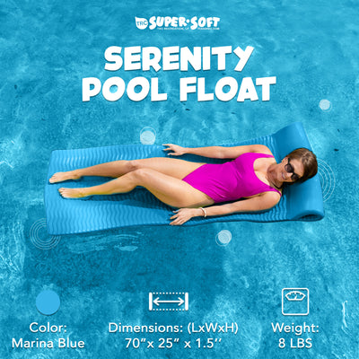 TRC Recreation Serenity 1.5" Thick Foam Pool Float Mat, Marina Blue (Open Box) - VMInnovations