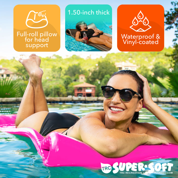 TRC Recreation 1.5" Thick Vinyl Swimming Pool Float Mat, Flamingo Pink(Open Box) - VMInnovations