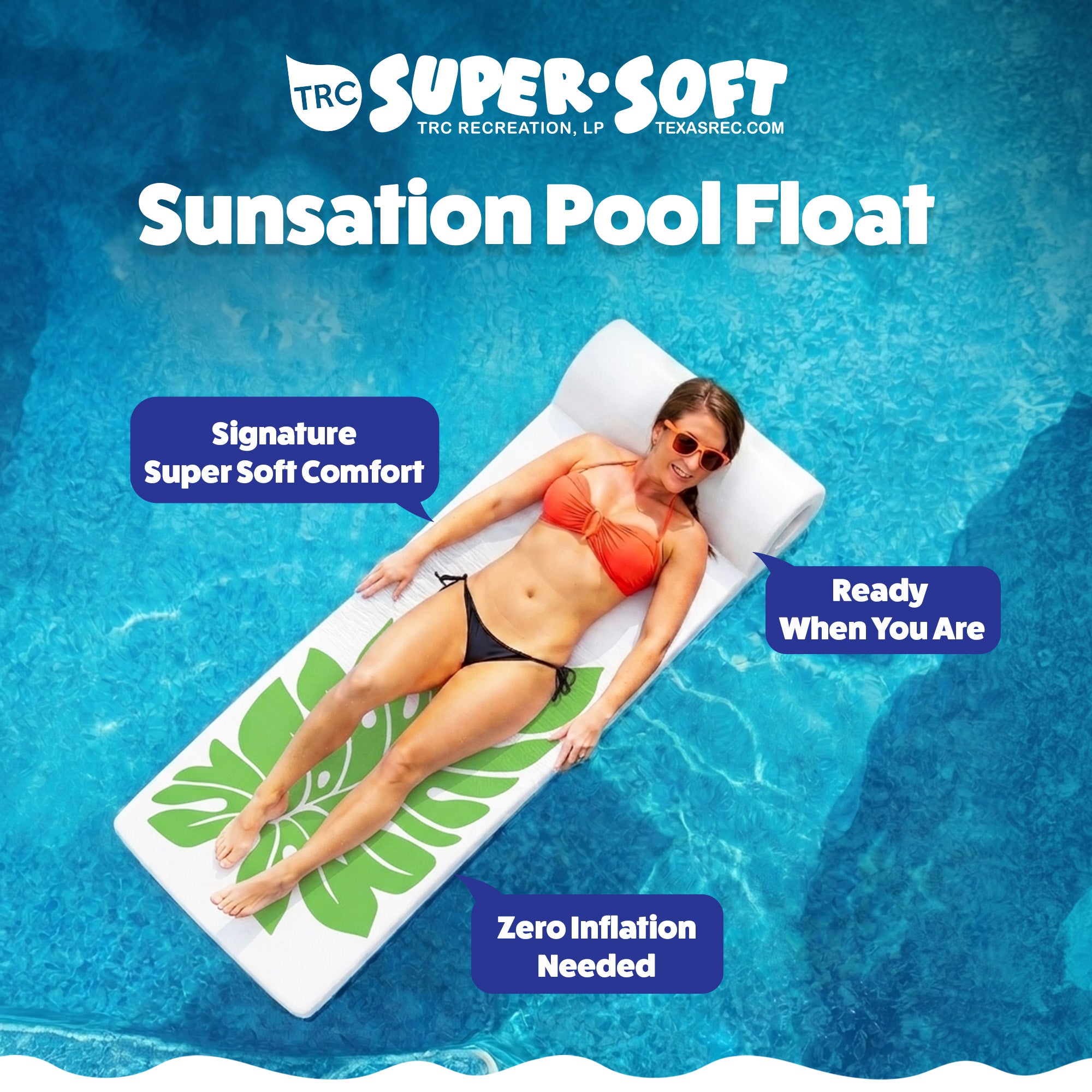 TRC Recreation Sunsation Raft Pool Floats, Bronze Palm White & Green Leaf White