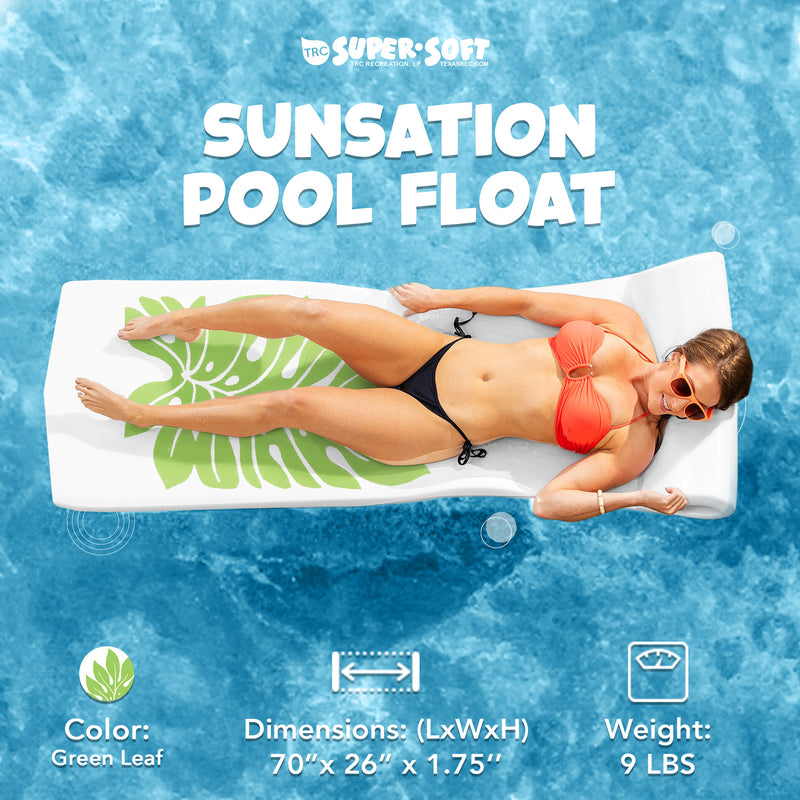 TRC Sunsation 1.75" Thick Foam Lounger Raft Pool Float, Green Leaf (Open Box)