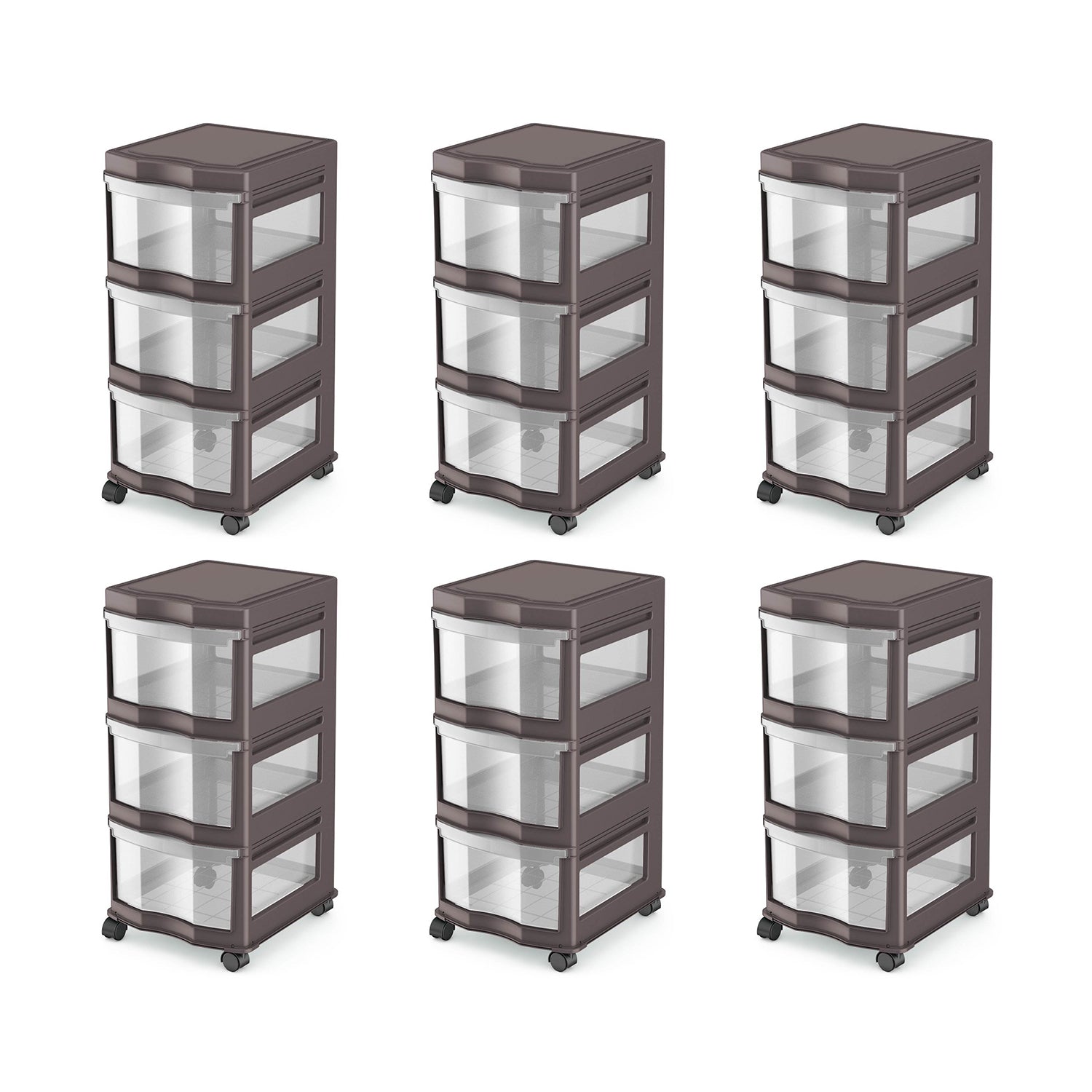 Life Story Classic 3 Shelf Storage Organizer Plastic Drawers, Gray (6 Pack)