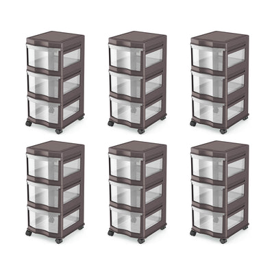 Life Story Classic 3 Shelf Storage Organizer Plastic Drawers, Gray (6 Pack)