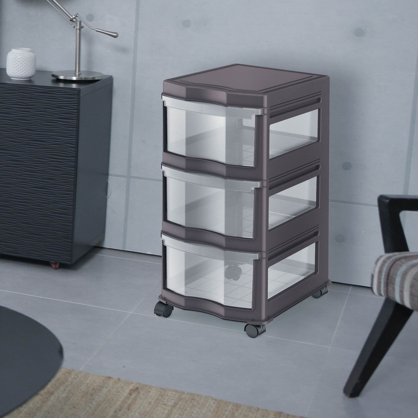 Life Story Classic 3 Shelf Storage Organizer Plastic Drawers, Gray (6 Pack)