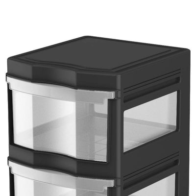 Life Story Classic 3 Shelf Storage Organizer Plastic Drawers, Black (6 Pack) - VMInnovations