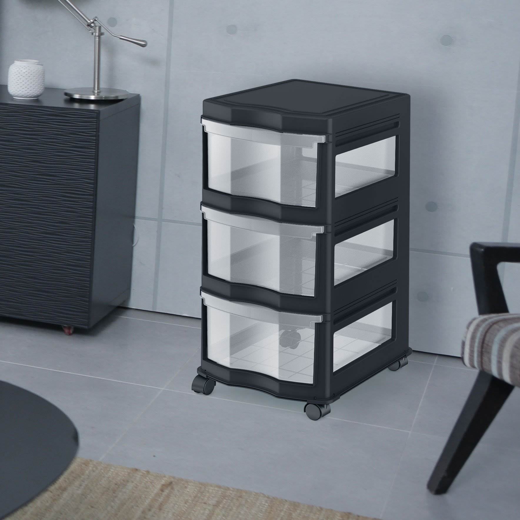 Life Story Classic 3 Shelf Storage Organizer Plastic Drawers, Black (6 Pack) - VMInnovations