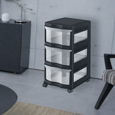 Life Story Classic 3 Shelf Storage Organizer Plastic Drawers, Black (6 Pack) - VMInnovations