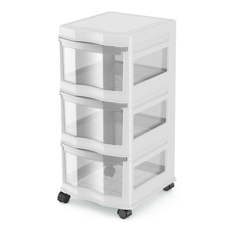 Life Story Classic 3 Shelf Storage Organizer Plastic Drawers, White (4 Pack)
