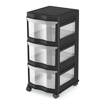 Life Story Classic 3 Shelf Storage Organizer Plastic Drawers, Black (8 Pack) - VMInnovations