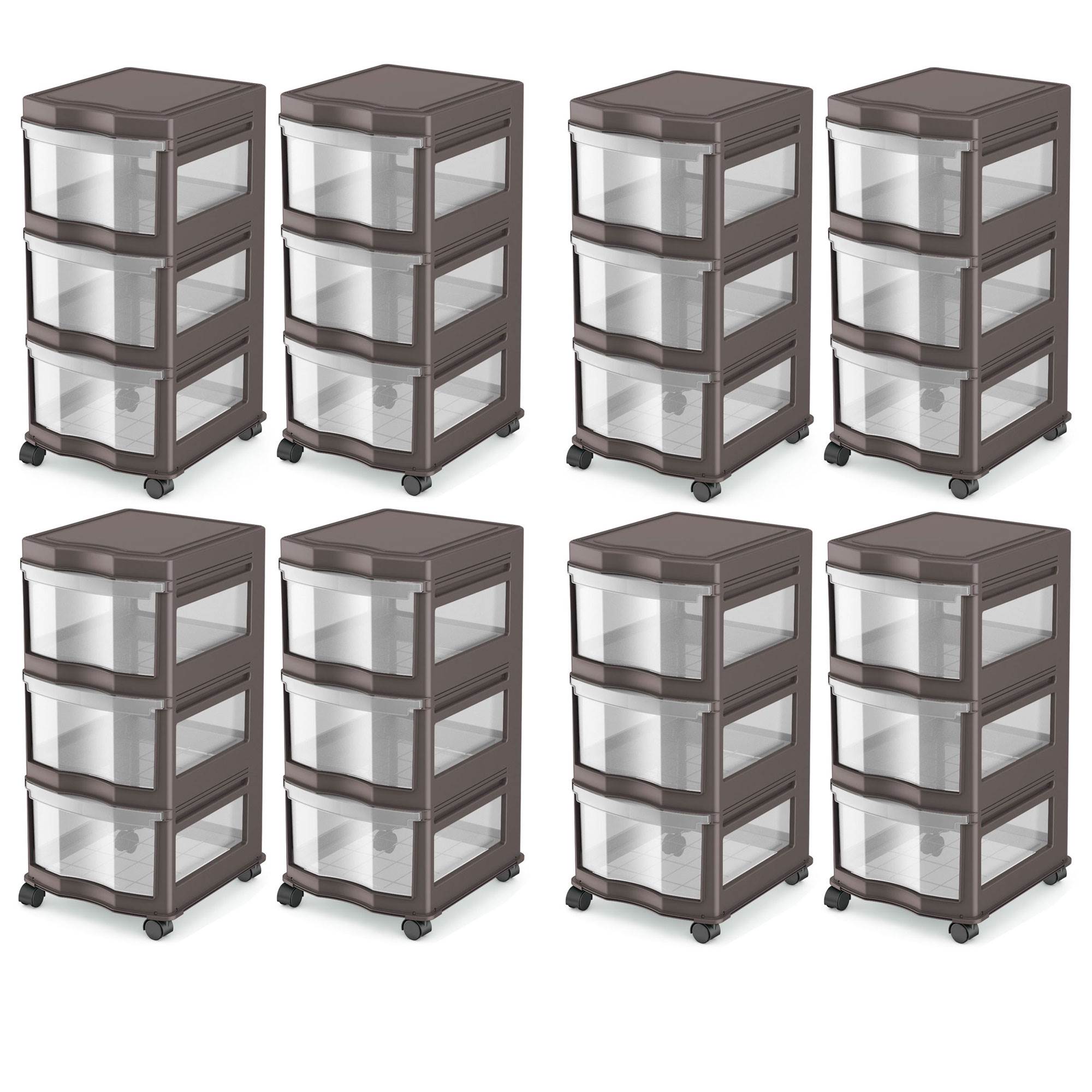 Life Story Classic 3 Shelf Storage Organizer Plastic Drawers, Gray (8 Pack)