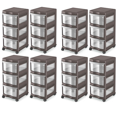 Life Story Classic 3 Shelf Storage Organizer Plastic Drawers, Gray (8 Pack)