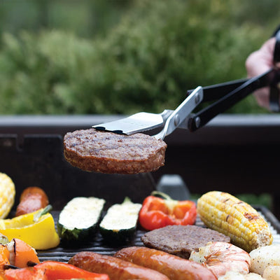 BBQCroc 3 in 1 Barbecue Tool 21 Inch Lightweight Tongs, Spatula, & Grill Scraper