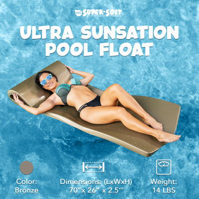 TRC Recreation Ultra Sunsation 2.5" Thick Foam Pool Float Lounge Mat, Bronze - VMInnovations