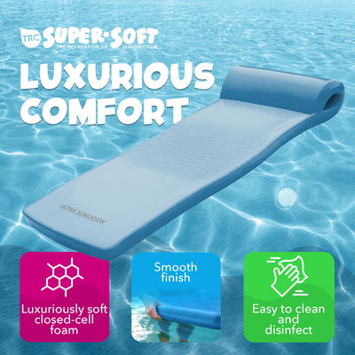 TRC Recreation Ultra Sunsation 2.5 Inch Thick Foam Pool Float Mat, Metallic Blue - VMInnovations
