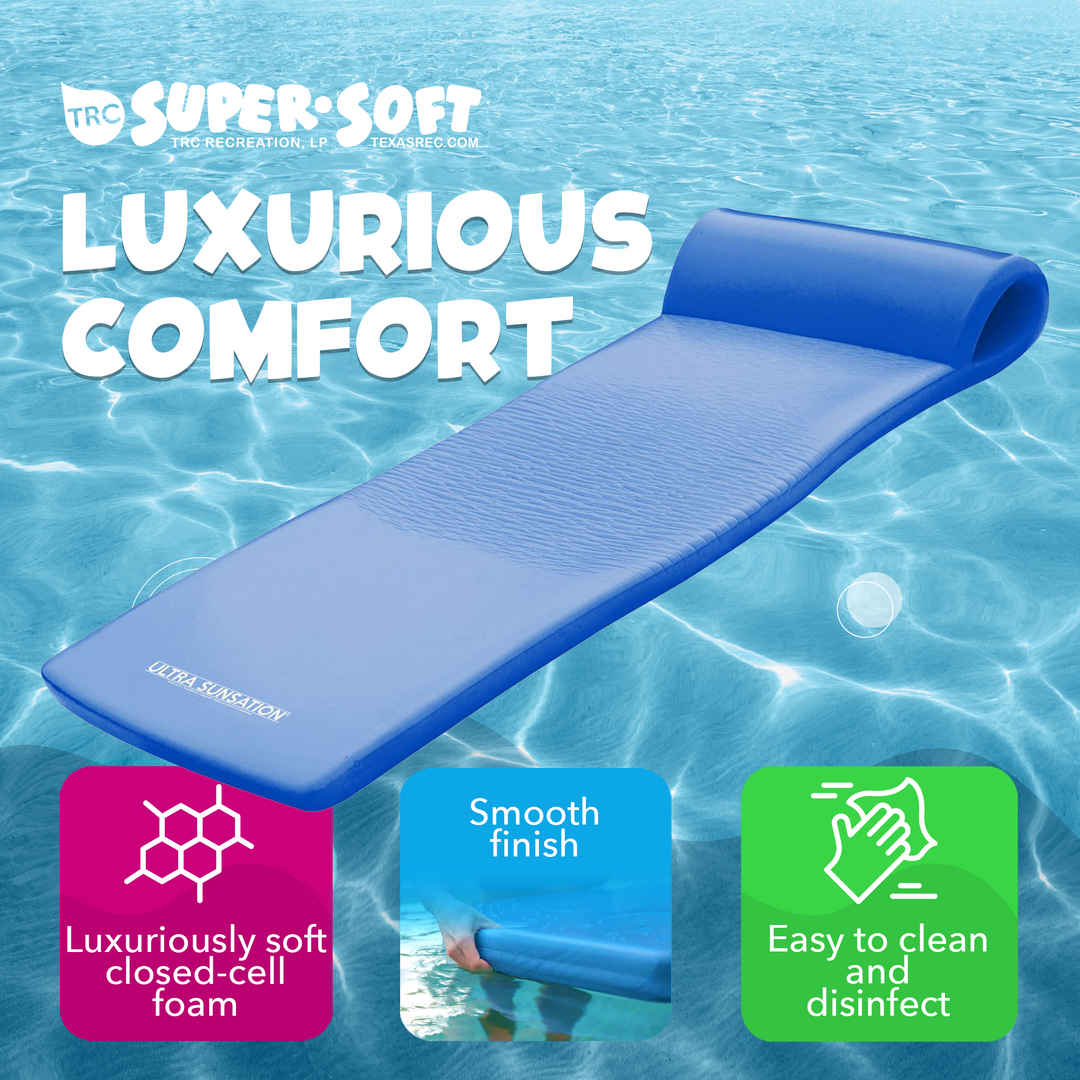 TRC Recreation Ultra Sunsation 2.5 Inch Thick Foam Pool Float Mat, Indigo Blue - VMInnovations
