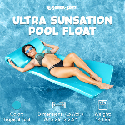 TRC Recreation Ultra Sunsation 2.5 Inch Thick Foam Pool Float Mat, Tropical Teal