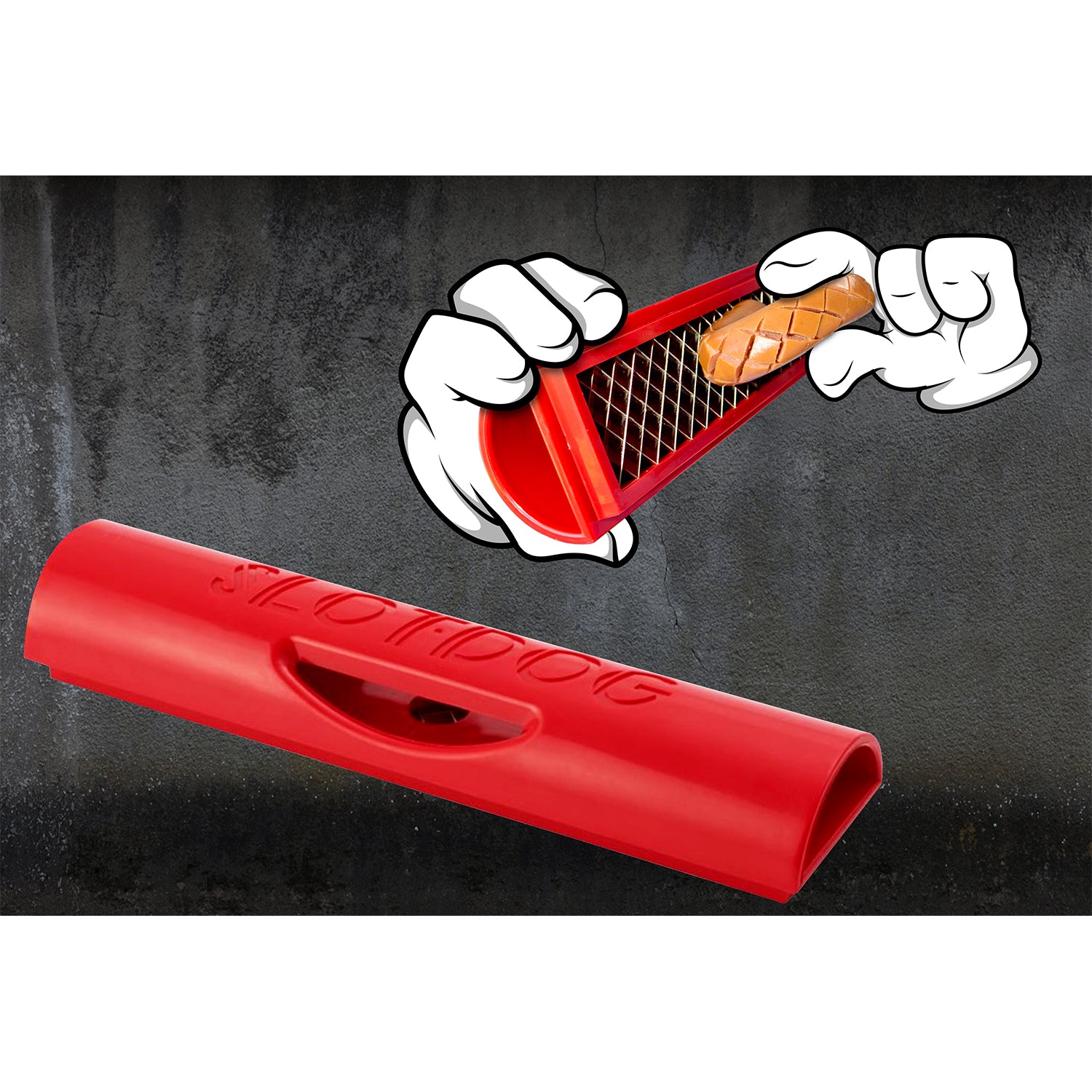 SLOTDOG Hot Dog Crisscross Cutter Slicer Press Gadget Tool for BBQ Grilling, Red