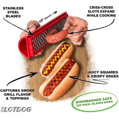 SLOTDOG Hot Dog Crisscross Cutter Slicer Press Gadget Tool for BBQ Grilling, Red