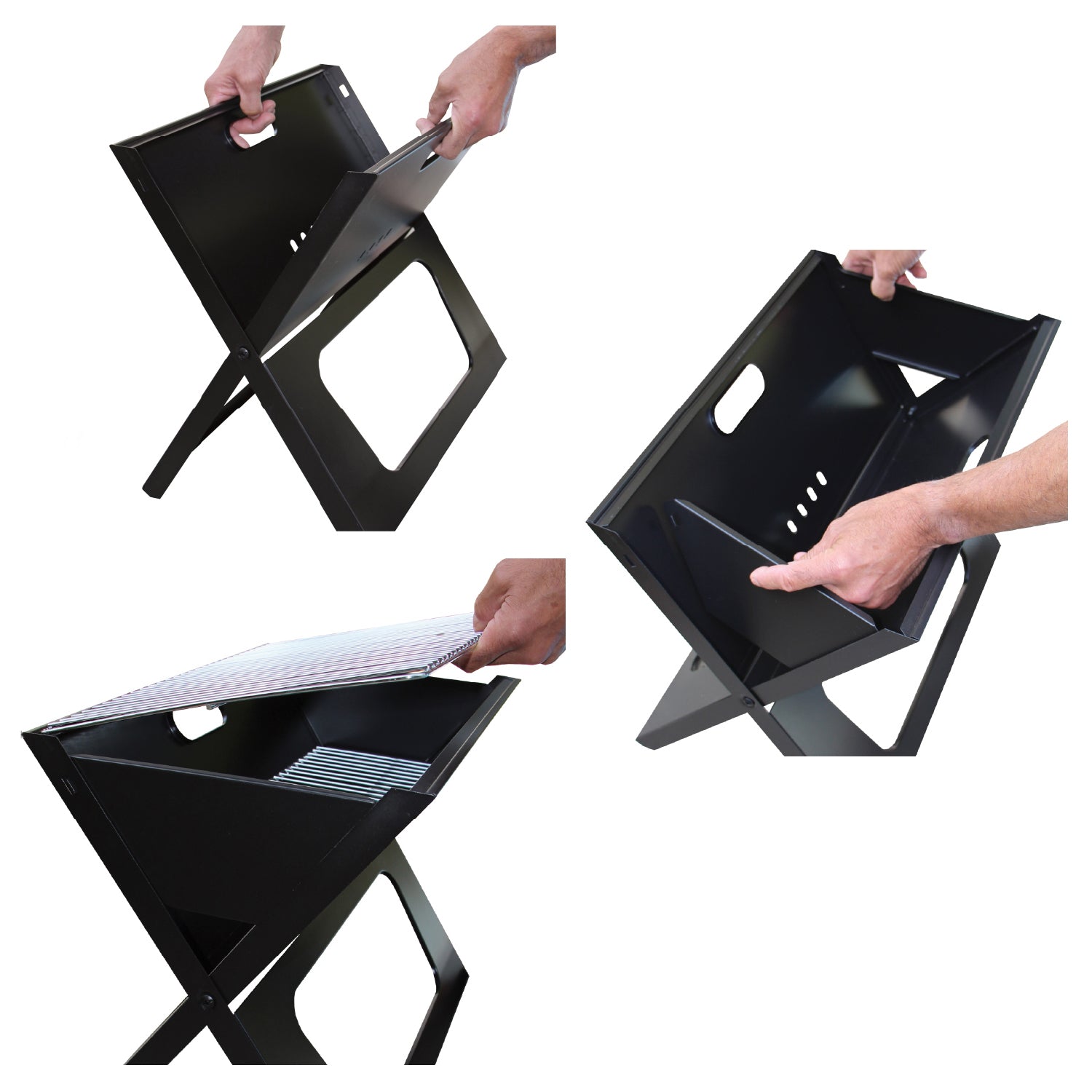 BBQCroc Compacting Portable 19 Inch Steel Barbecue Cooking Grill with Travel Bag